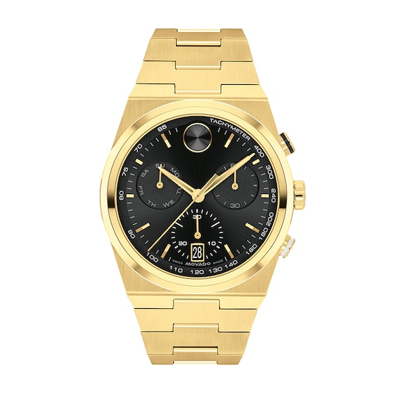 Previously Owned - Men’s Movado Bold® Quest Gold-Tone IP Chronograph Watch with Black Dial (Model: 3601198)