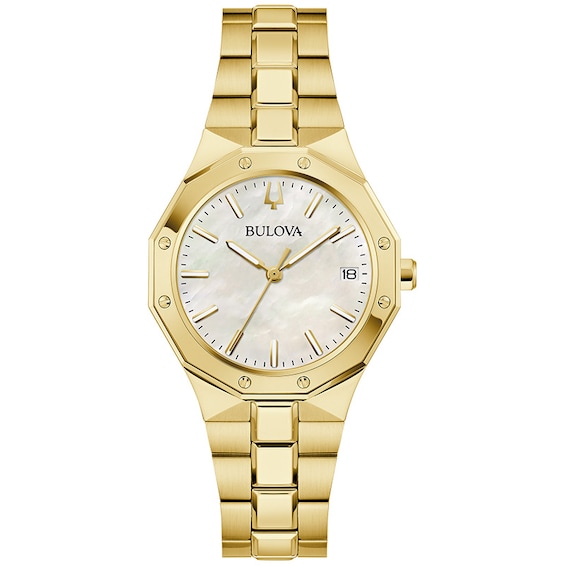 Previously Owned - Ladies' Bulova Classic Prestige Gold-Tone IP Watch with Mother-of-Pearl Dial (Model: 97M119)