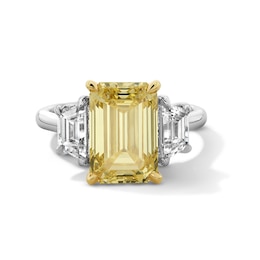 Previously Owned - 6-1/5 CT. T.W. Yellow and White Lab-Grown Diamond Three Stone Engagement Ring in 14K Two-Tone Gold