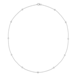 Previously Owned - 1/2 CT. T.W. Lab-Grown Diamond Bezel-Set Station Necklace in 10K White Gold (F/VS2)