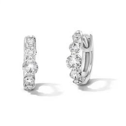 Previously Owned - 1/2 CT. T.W. Lab-Grown Diamond Graduated Five Stone Huggie Hoop Earrings in 10K White Gold (F/VS2)