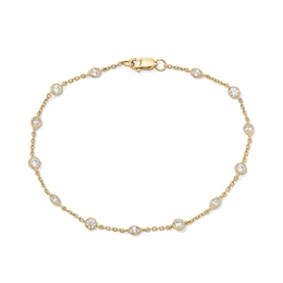 Previously Owned - 3/4 CT. T.W. Multi-Shaped Lab-Grown Diamond Bezel-Set Station Bracelet in 10K Gold (F/VS2)