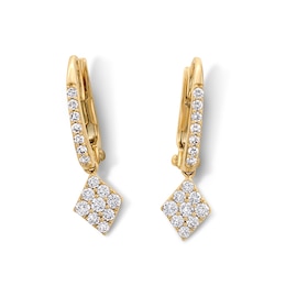 Previously Owned - 3/8 CT. T.W.  Lab-Grown Multi-Diamond Geometric Drop Earrings in 10K Gold (F/VS2)