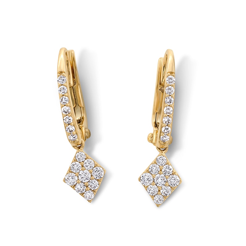 Main Image 1 of Previously Owned - 3/8 CT. T.W. Lab-Grown Multi-Diamond Geometric Drop Earrings in 10K Gold (F/VS2)