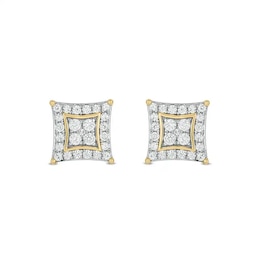 Previously Owned - 1/2 CT. T.W.  Lab-Grown Multi-Diamond Rhombus Frame Stud Earrings in 10K Gold (F/VS2)