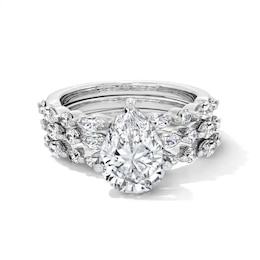 Previously Owned - 3-1/3 CT. T.W. Pear-Shaped Lab-Grown Diamond Three-Piece Bridal Set in 14K White Gold (F/VS2)