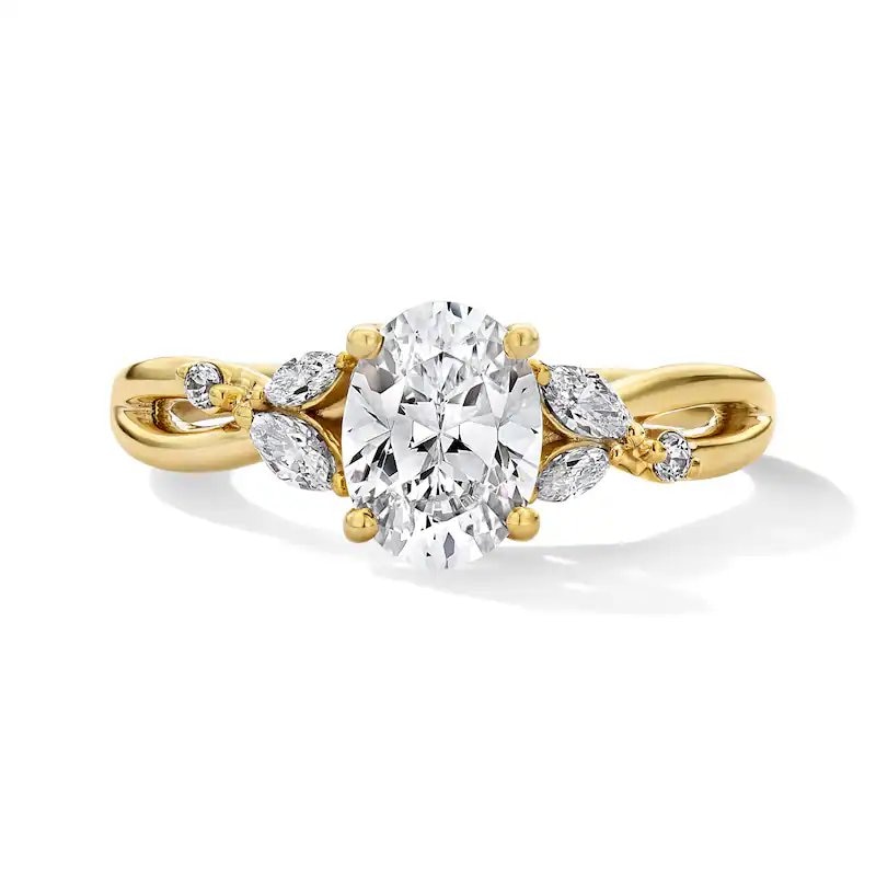Main Image 1 of Previously Owned - 1-1/3 CT. T.W. Oval Lab-Grown Diamond Engagement Ring in 14K Gold (F/VS2)