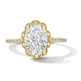Previously Owned - Enchanted Disney Belle 2-3/8 CT. T.W. Oval Lab-Grown Diamond Frame Engagement Ring in 14K Gold