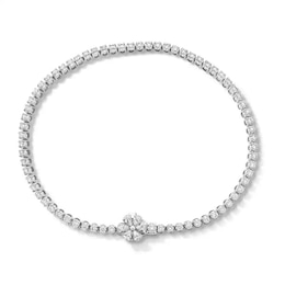 Previously Owned - 1-1/3 CT. T.W. Lab-Grown Diamond Flower Clasp Tennis Bracelet in 10K White Gold (F/VS2)