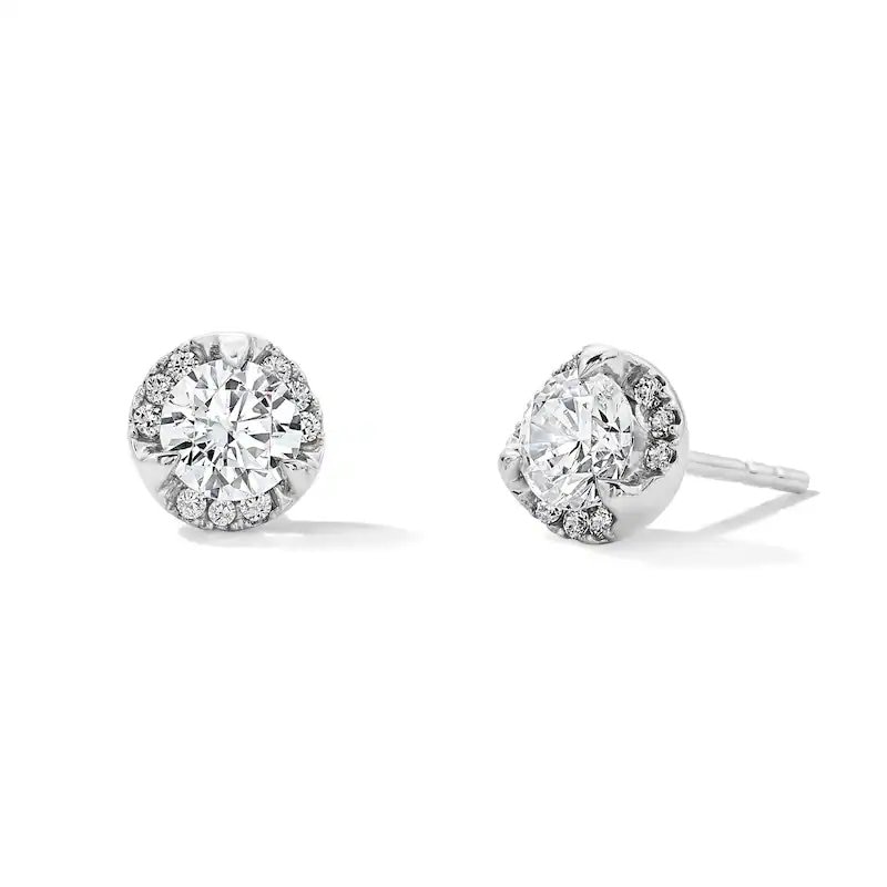 Main Image 1 of Previously Owned - 1 CT. T.W. Lab-Grown Diamond Solitaire Stud Earrings in 10K White Gold (F/VS2)