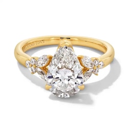 Previously Owned - Vera Wang Love Collection 2-3/8 CT. T.W. Pear Lab-Grown Diamond Floral Engagement Ring in 14K Gold
