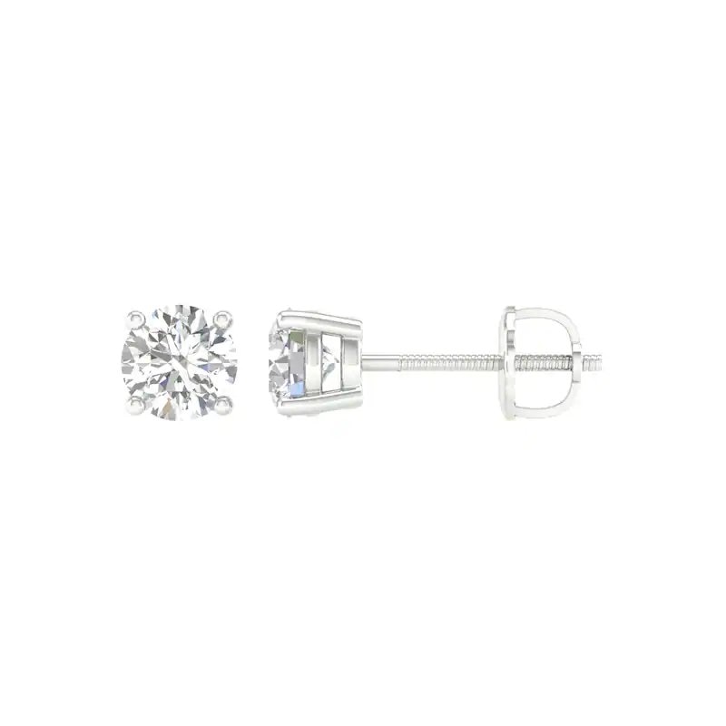 Main Image 1 of Previously Owned - 3/4 CT. T.W. Lab-Grown Diamond Solitaire Stud Earrings in 14K White Gold (F/VS2)