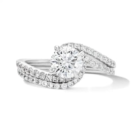 Previously Owned - 1-1/2 CT. T.W. Lab-Grown Diamond Bypass Bridal Set in 14K White Gold (F/VS2)