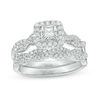 Thumbnail Image 0 of 5/8 CT. T.W. Princess-Cut Diamond Frame Twist Bridal Set in 10K White Gold