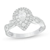 Thumbnail Image 0 of 1 CT. T.W. Pear-Shaped Diamond Double Frame Twist Engagement Ring in 14K White Gold