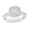 Thumbnail Image 0 of 5/8 CT. T.W. Diamond Triple Cushion Frame Two Row Engagement Ring in 10K White Gold