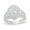 Thumbnail Image 0 of 2-1/2 CT. T.W. Composite Diamond Pear-Shaped Frame Engagement Ring in 14K Two-Tone Gold