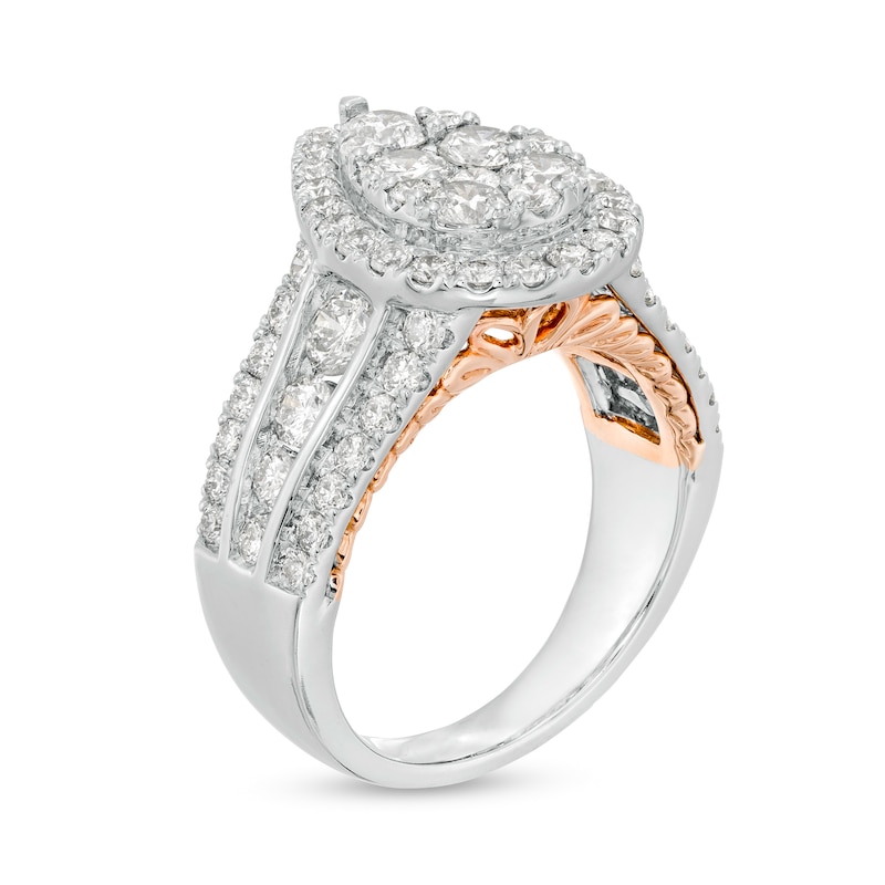 2-1/2 CT. T.W. Composite Diamond Pear-Shaped Frame Engagement Ring in 14K Two-Tone Gold