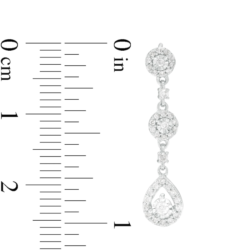 1/3 CT. T.W. Diamond Frame Triple Drop Earrings in 10K White Gold