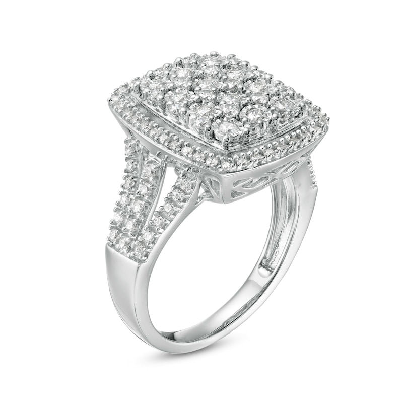 1 CT. T.W. Composite Diamond Cushion Frame Ring in Sterling Silver